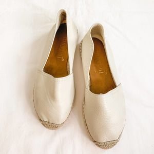 Anthropologie Maypol Leather Espadrille Cream Size 38